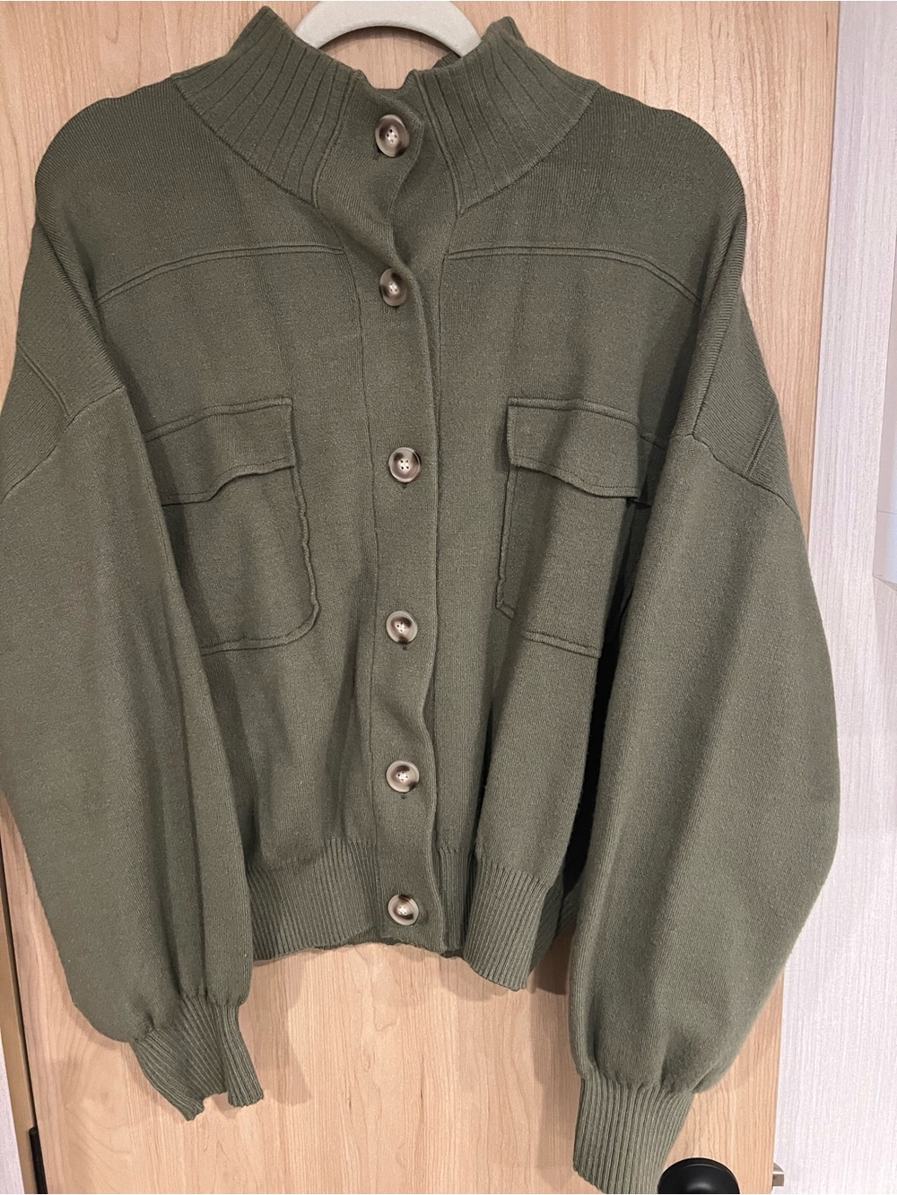 Tahiri Olive Green Button-Front Knit Jacket XL